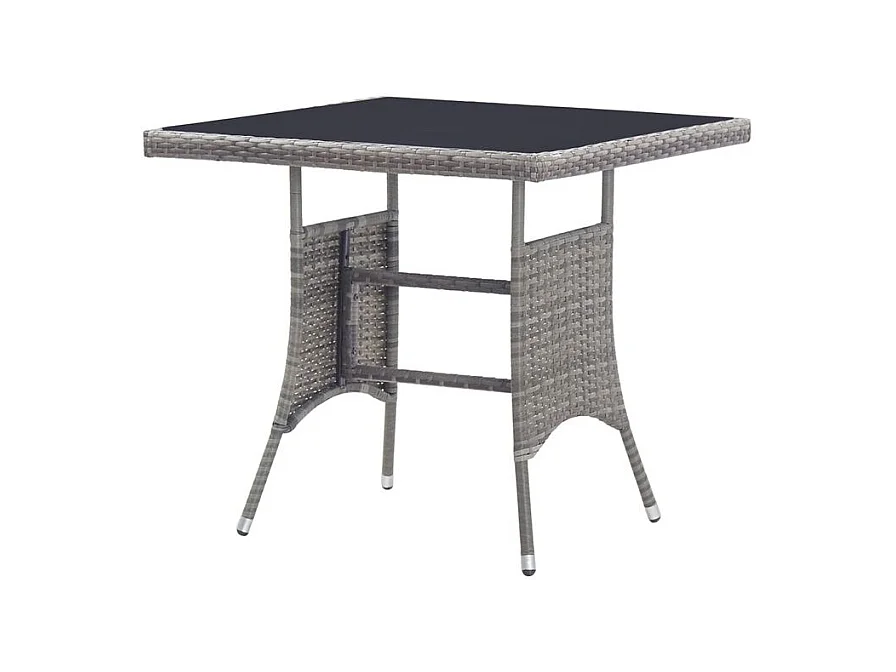 Table de jardin gris 80x80x74 résine tressée