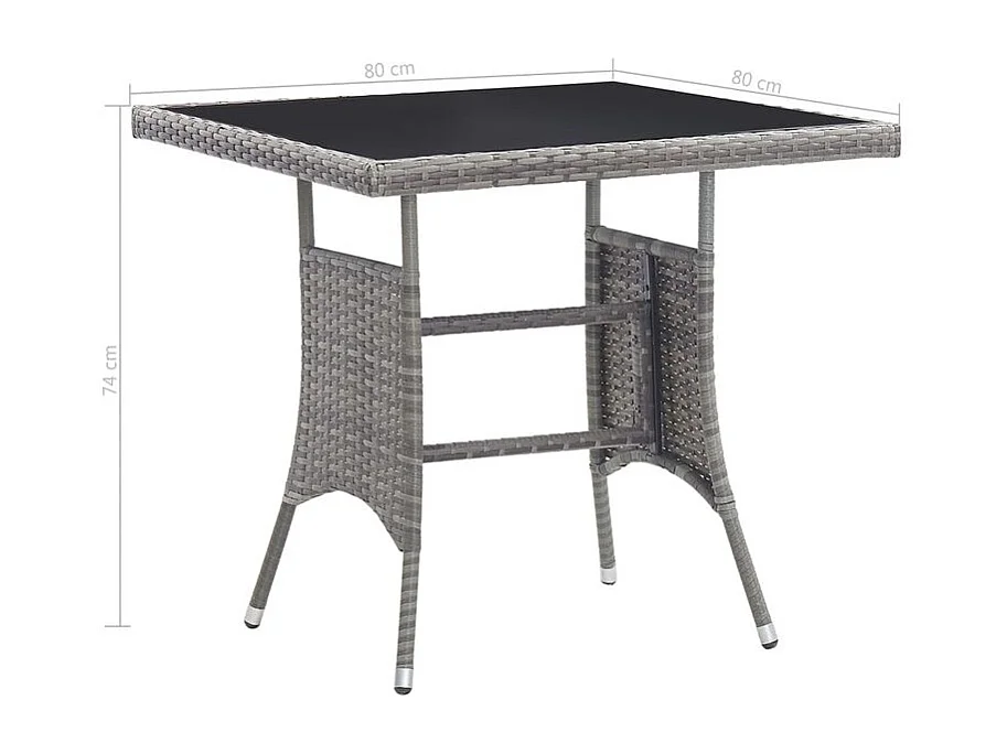 Table de jardin gris 80x80x74 résine tressée