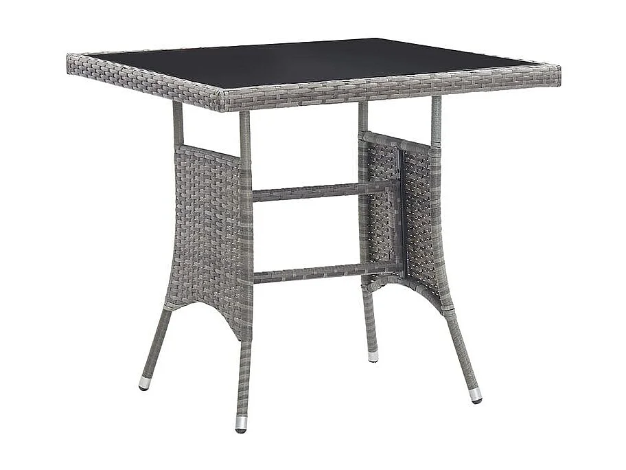 Table de jardin gris 80x80x74 résine tressée