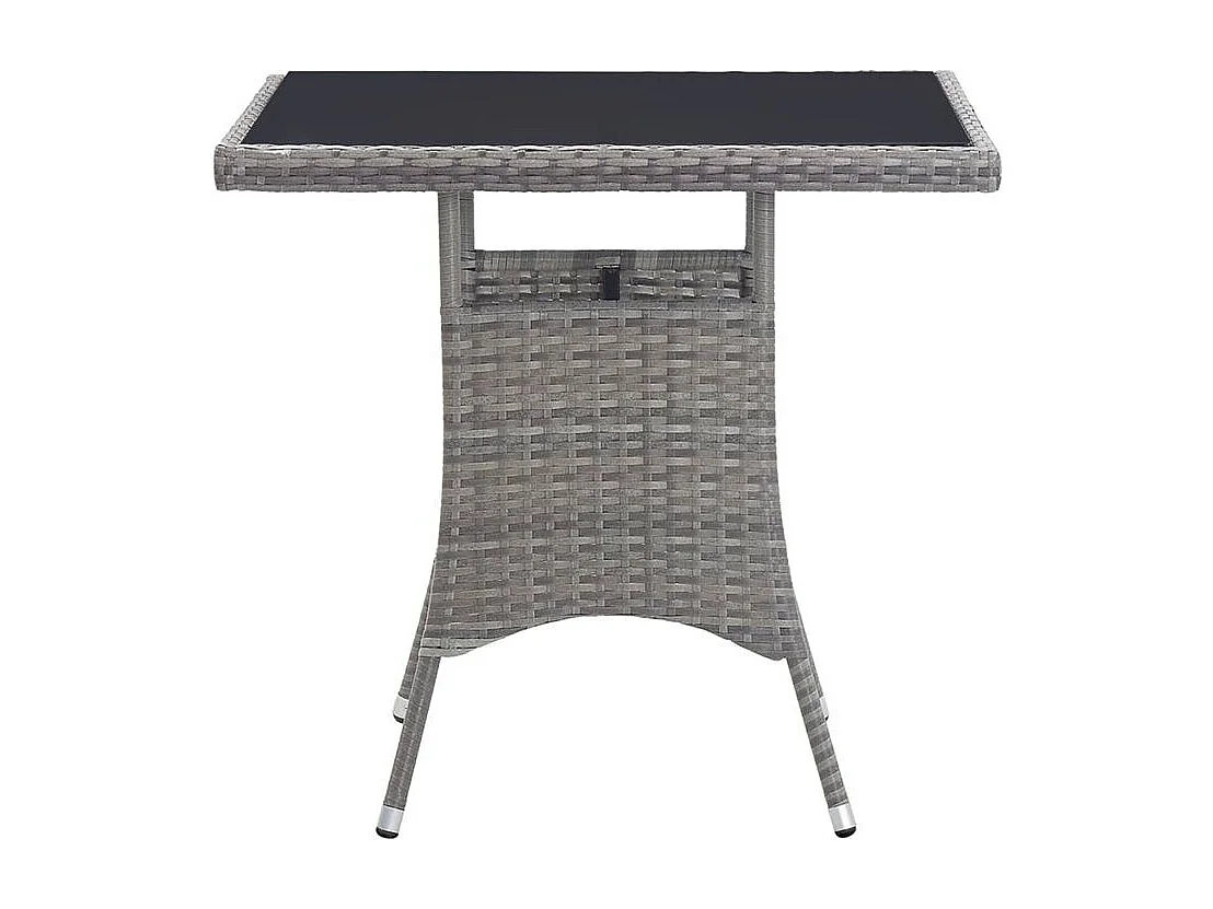 Table de jardin gris 80x80x74 résine tressée