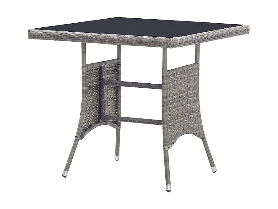 Table de jardin gris 80x80x74 résine tressée