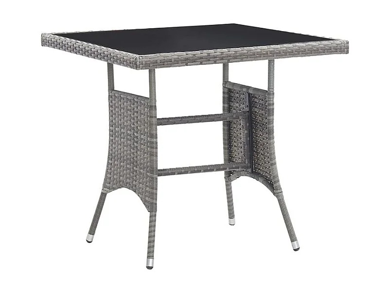 Table de jardin gris 80x80x74 résine tressée