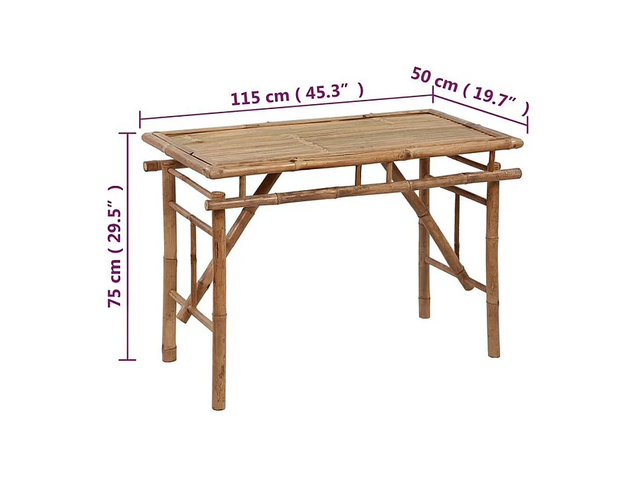 Table de jardin pliable 115x50x75 Bambou