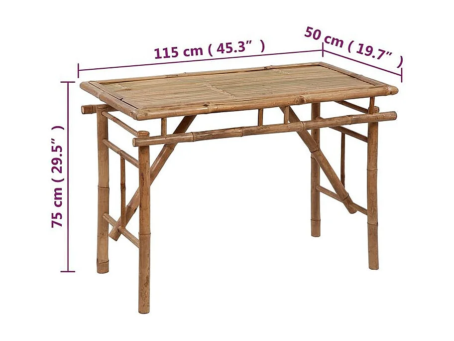 Table de jardin pliable 115x50x75 Bambou