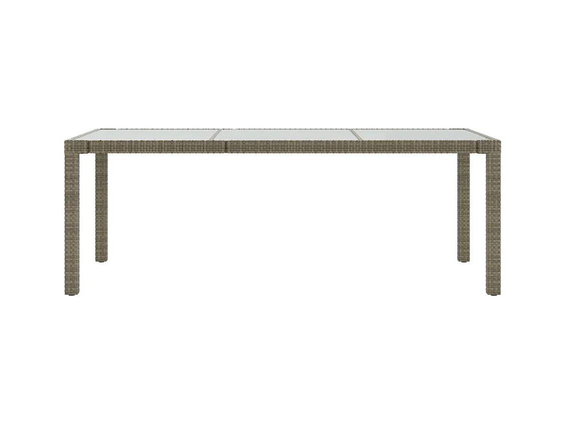 Table de jardin Gris 190x90x75 Verre trempé-résine tressée