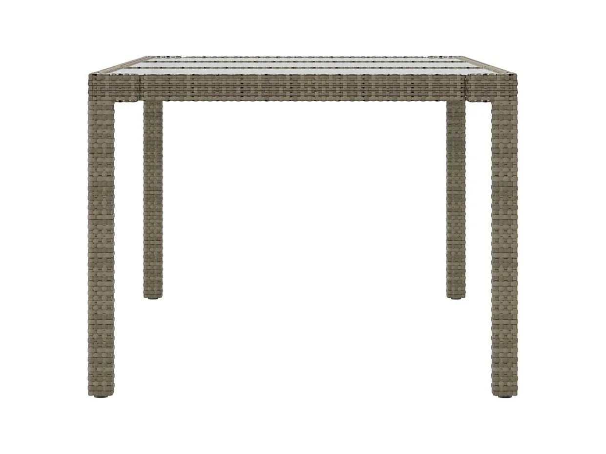 Table de jardin Gris 190x90x75 Verre trempé-résine tressée