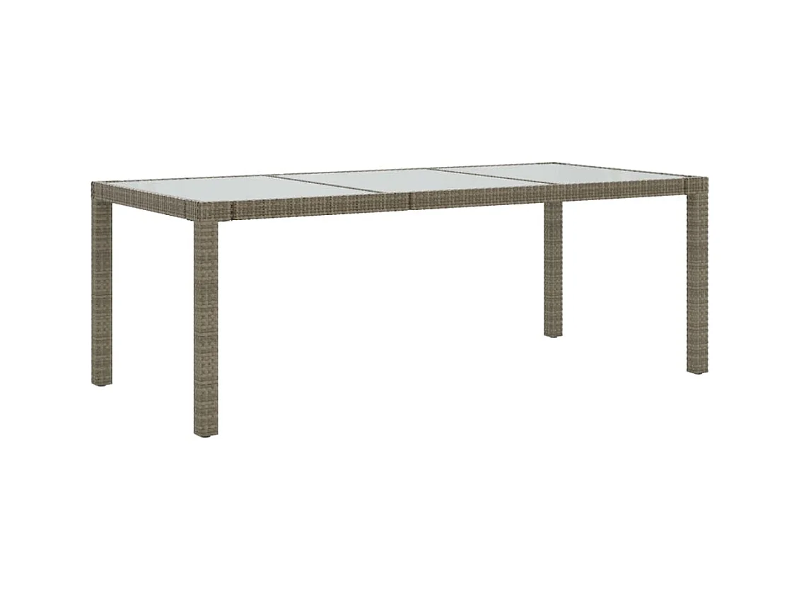 Table de jardin Gris 190x90x75 Verre trempé-résine tressée