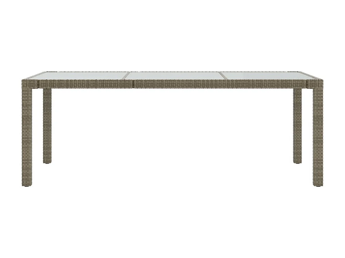 Table de jardin Gris 190x90x75 Verre trempé-résine tressée