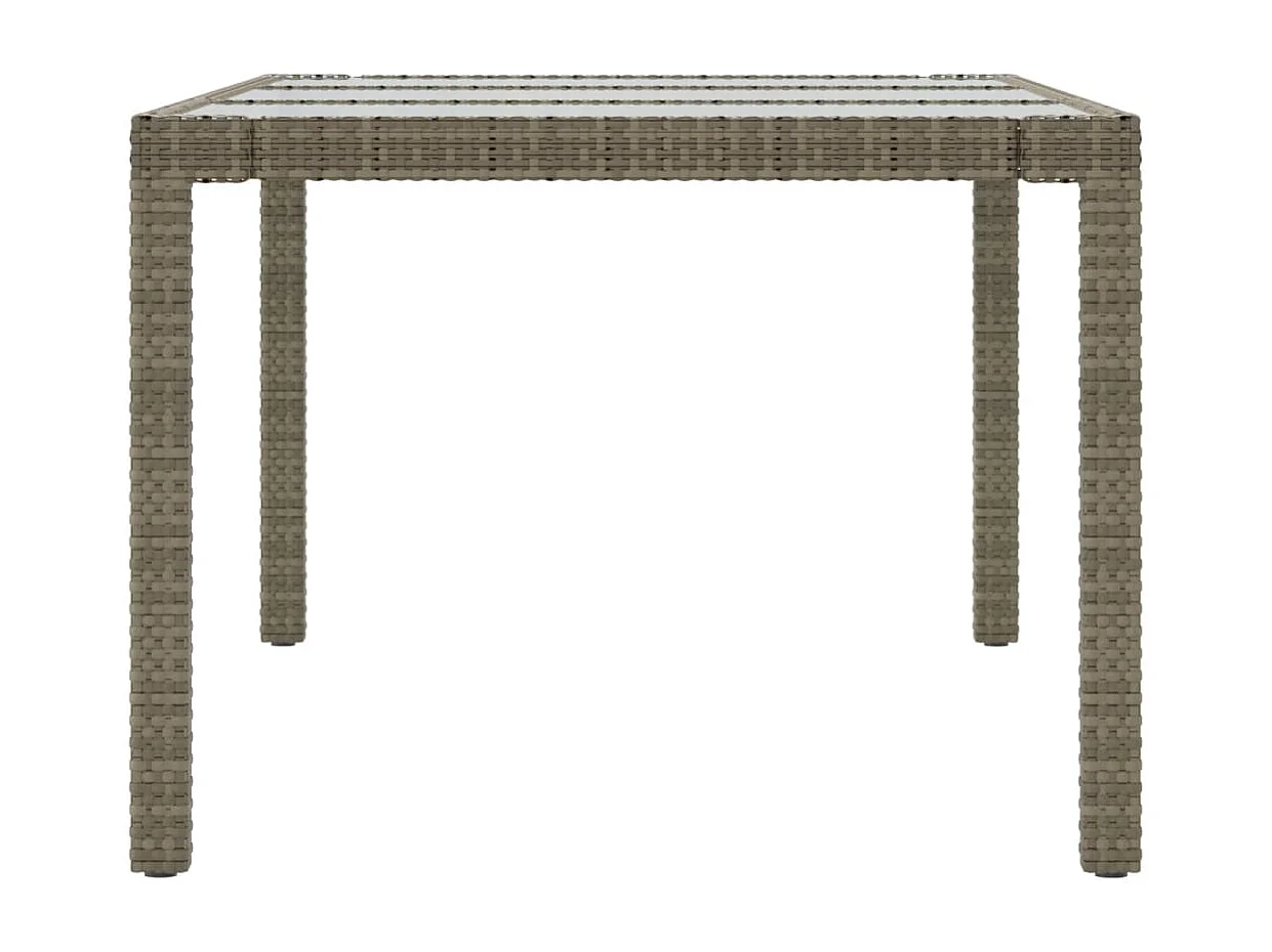 Table de jardin Gris 190x90x75 Verre trempé-résine tressée