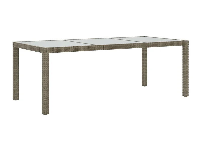 Table de jardin Gris 190x90x75 Verre trempé-résine tressée