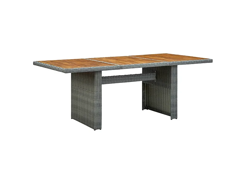 Table de jardin Gris clair Résine tressée et bois d'acacia