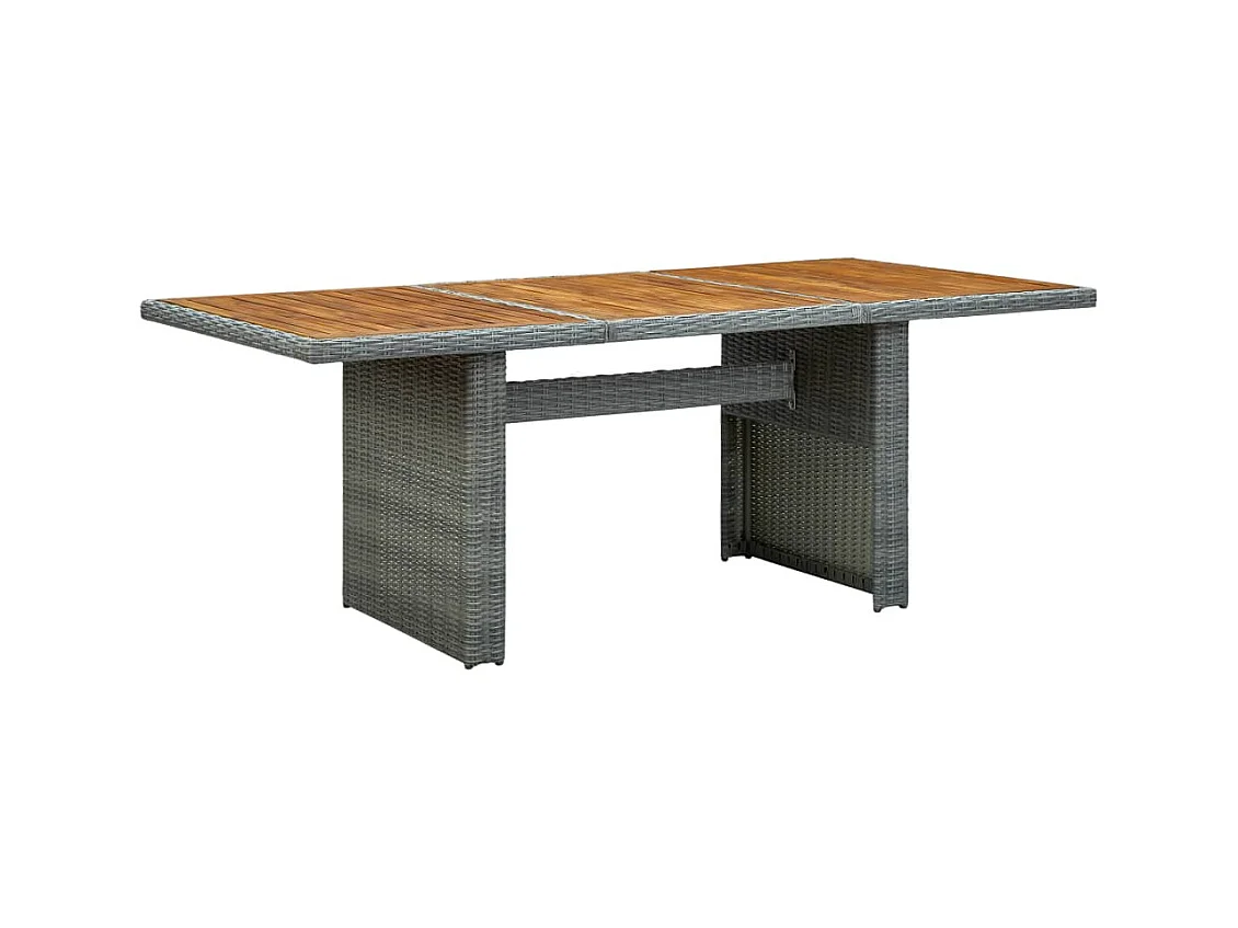 Table de jardin Gris clair Résine tressée et bois d'acacia