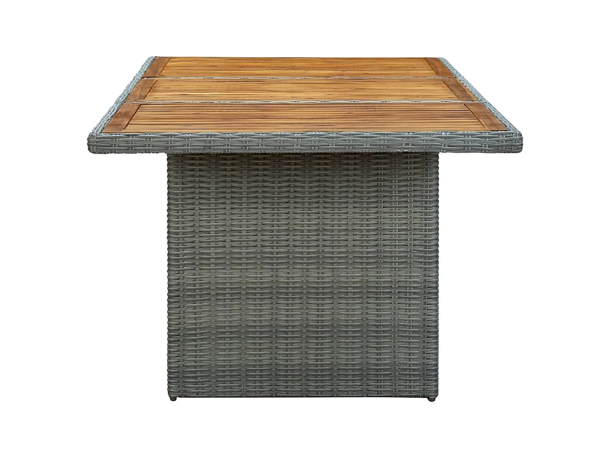Table de jardin Gris clair Résine tressée et bois d'acacia