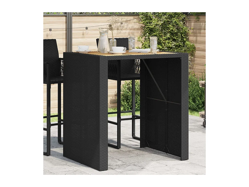 Table de jardin et dessus en bois d'acacia noir résine tressée