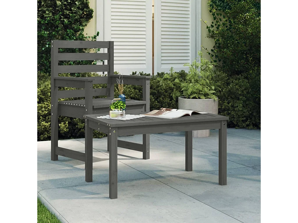 Table de jardin gris 82,5x50,5x45 bois massif de pin