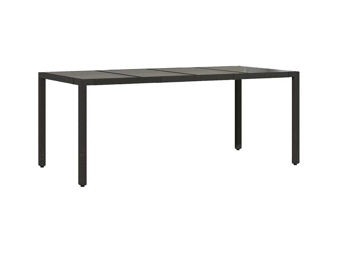 Table de jardin dessus en verre Noir 190x90x75 Résine tressée