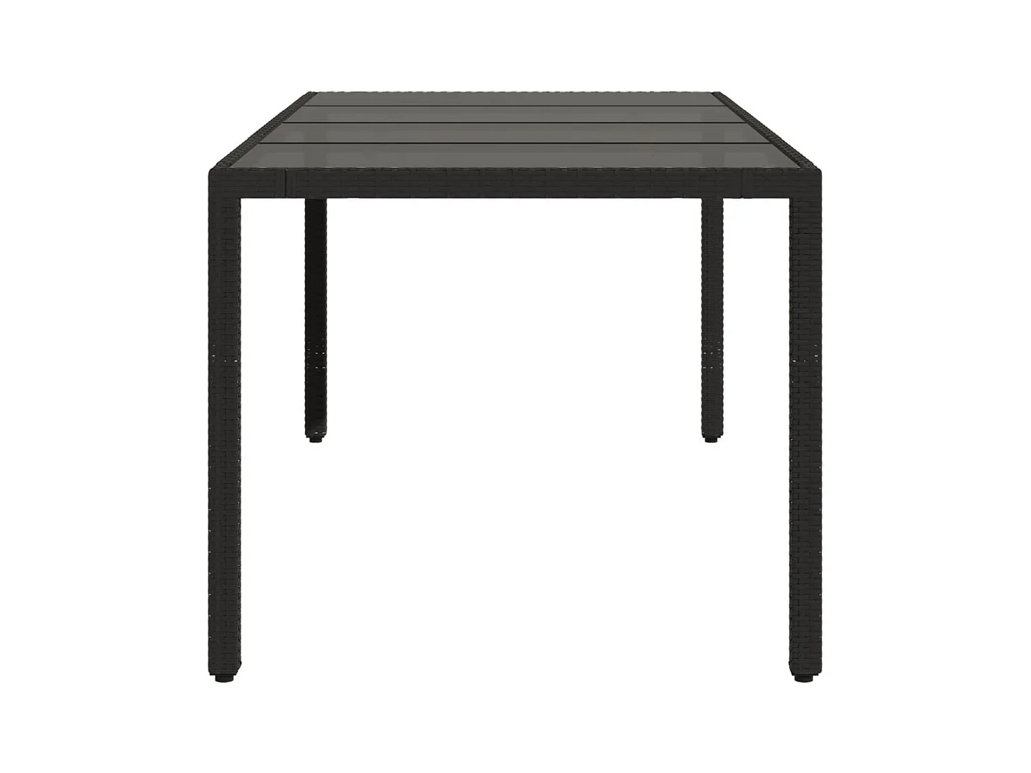 Table de jardin dessus en verre Noir 190x90x75 Résine tressée