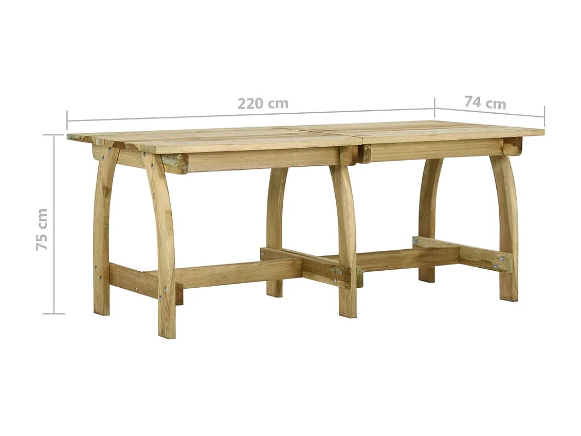 Table de jardin 220x74x75 Bois de pin imprégné