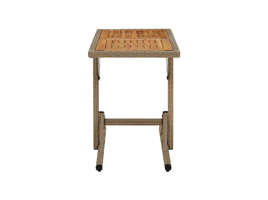 Table de jardin Beige Bois massif d'acacia et poly rotin