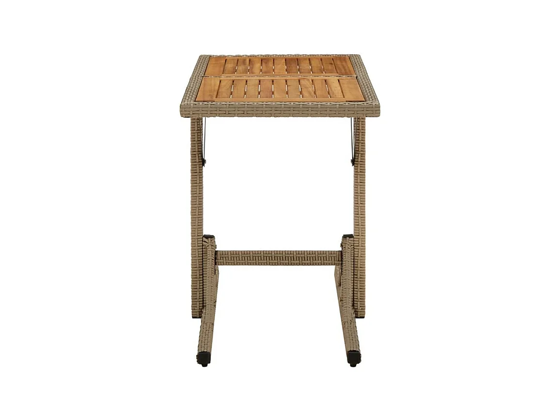 Table de jardin Beige Bois massif d'acacia et poly rotin