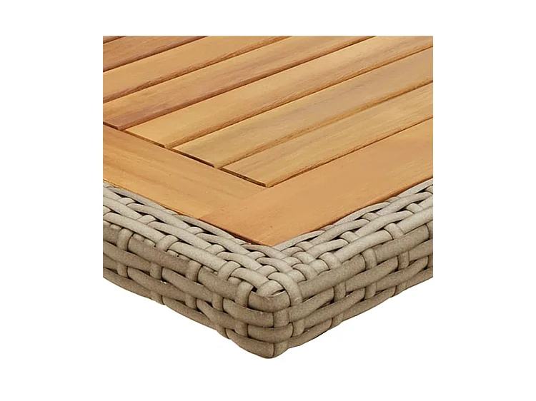 Table de jardin Beige Bois massif d'acacia et poly rotin