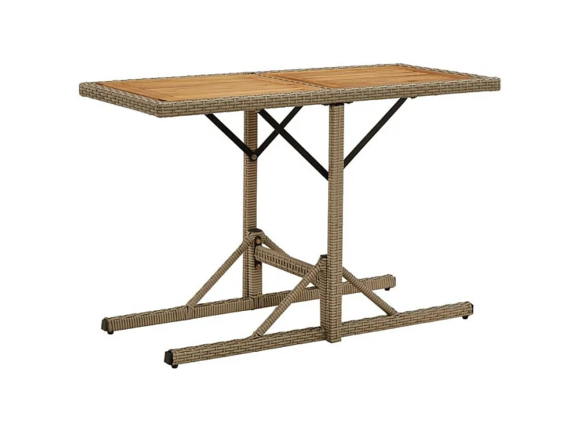 Table de jardin Beige Bois massif d'acacia et poly rotin