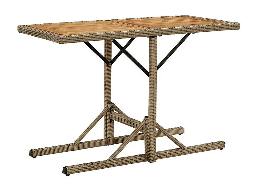 Table de jardin Beige Bois massif d'acacia et poly rotin