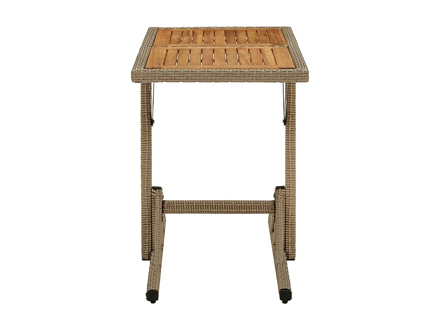 Table de jardin Beige Bois massif d'acacia et poly rotin