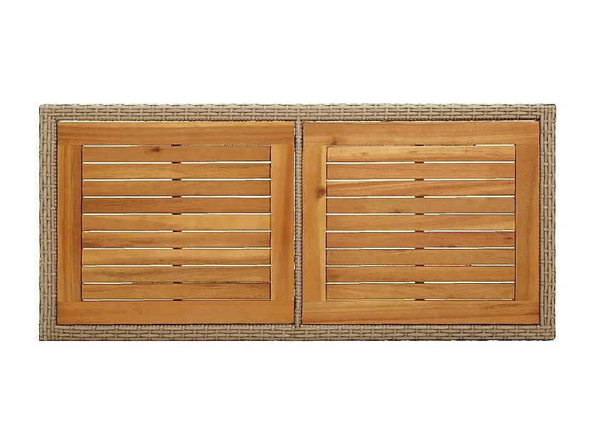 Table de jardin Beige Bois massif d'acacia et poly rotin