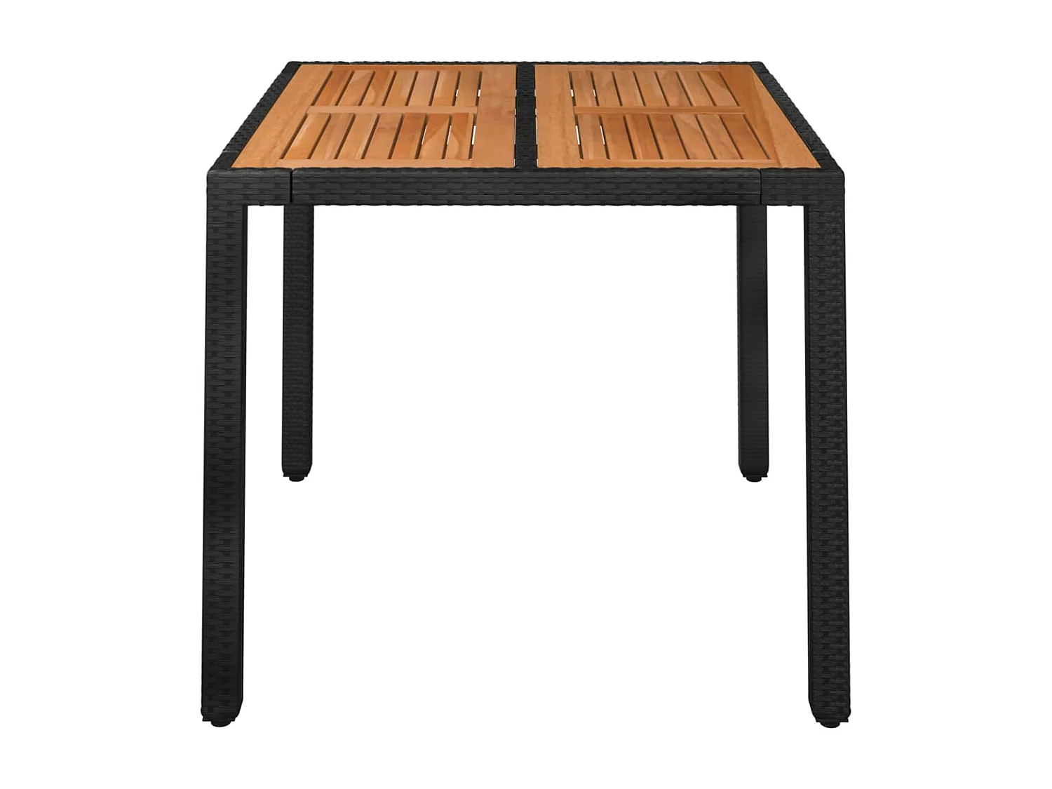 Table de jardin dessus en bois Noir 90x90x75 Résine tressée