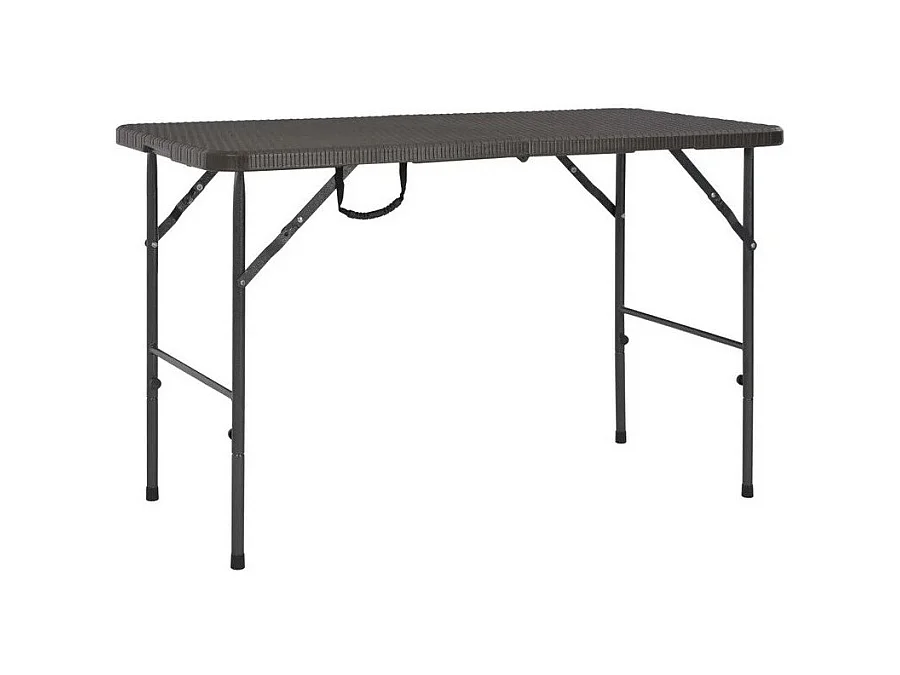 Table de jardin pliable polyéthylène blanc et pieds métal Nesly 2