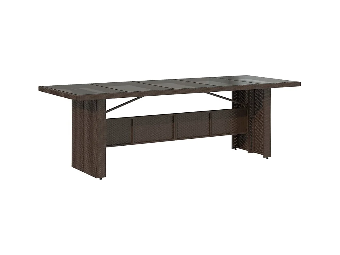 Table de jardin avec dessus en verre marron résine tressée