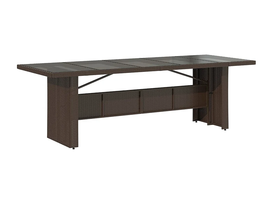 Table de jardin avec dessus en verre marron résine tressée