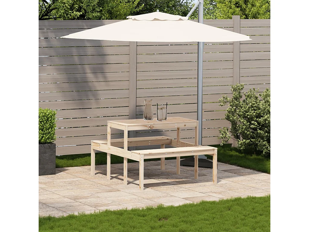 Table de pique-nique 110x134x75 bois massif de pin
