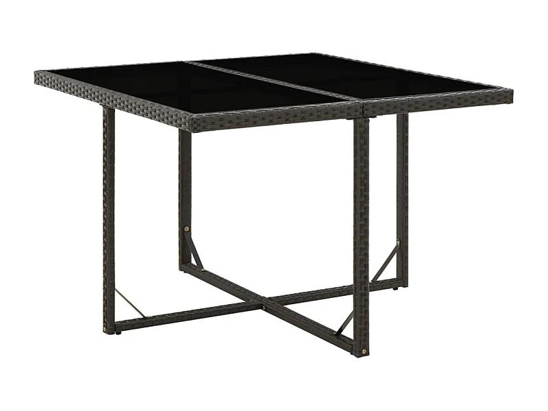 Table de jardin Noir 109x107x74 Résine tressée et verre