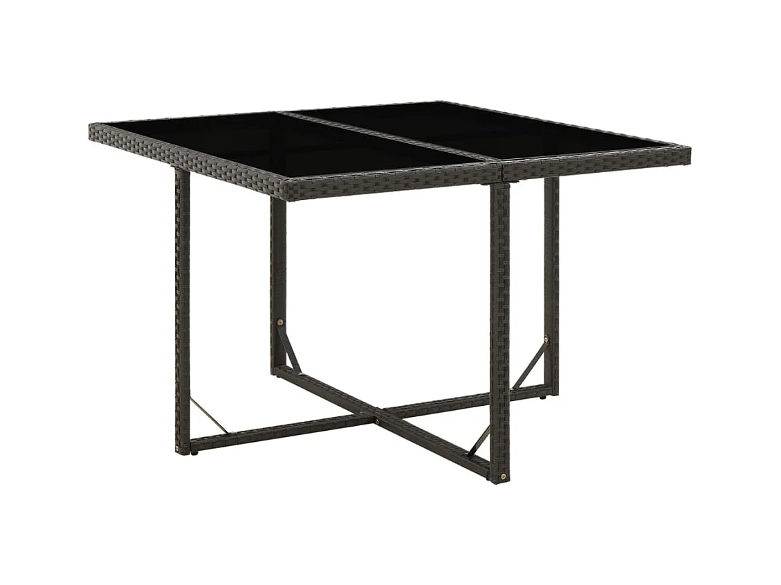 Table de jardin Noir 109x107x74 Résine tressée et verre