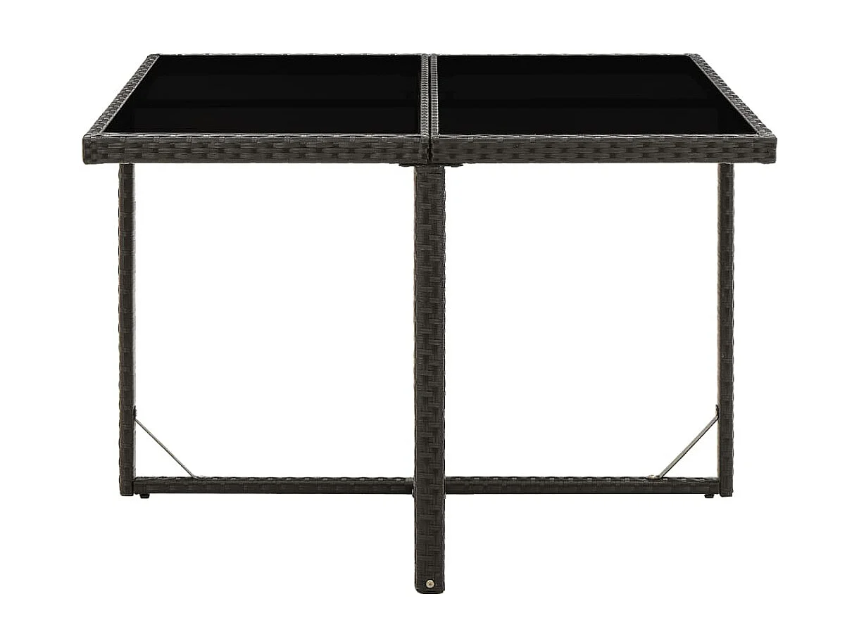 Table de jardin Noir 109x107x74 Résine tressée et verre
