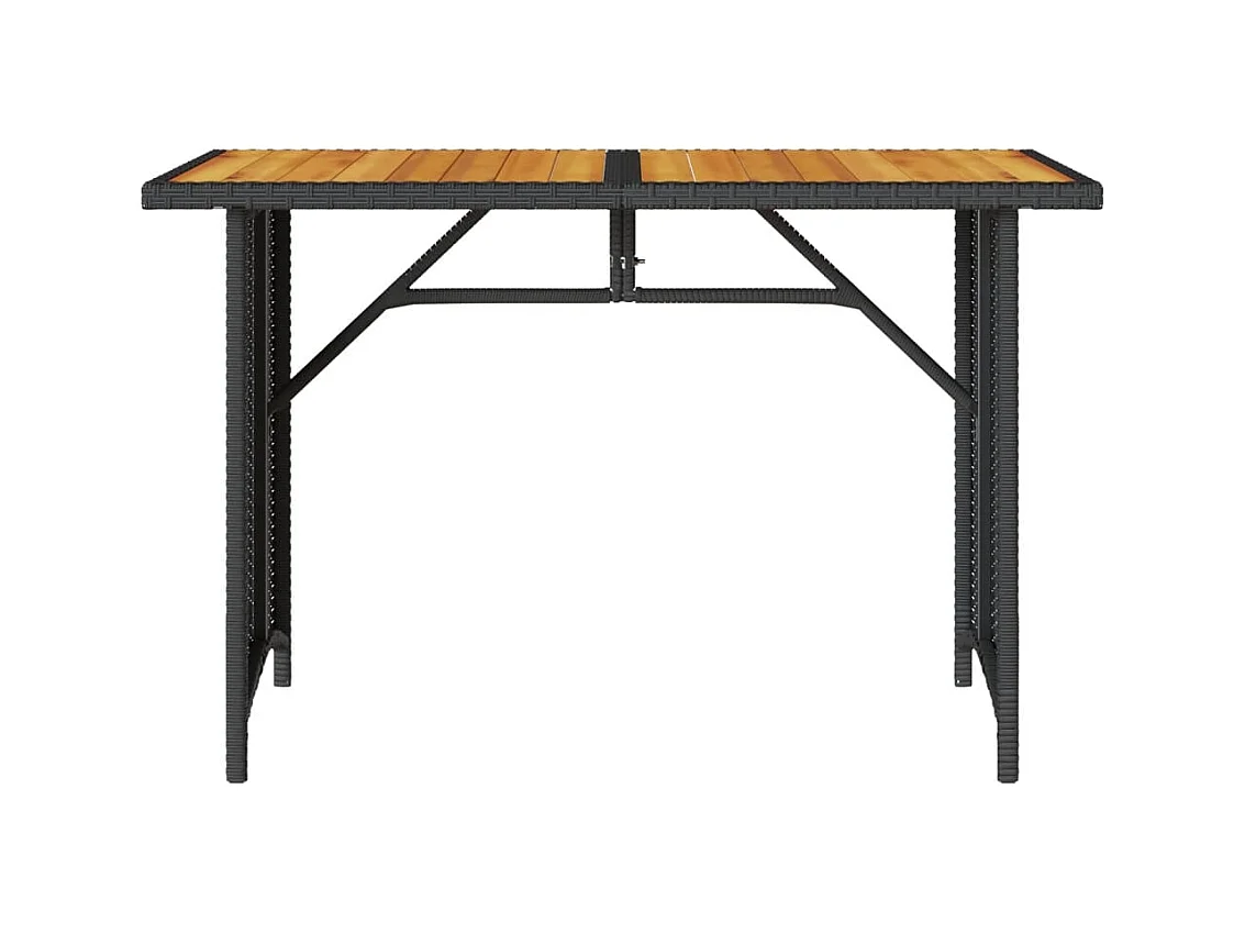 Table de jardin et dessus en bois noir 110x68x70 poly rotin