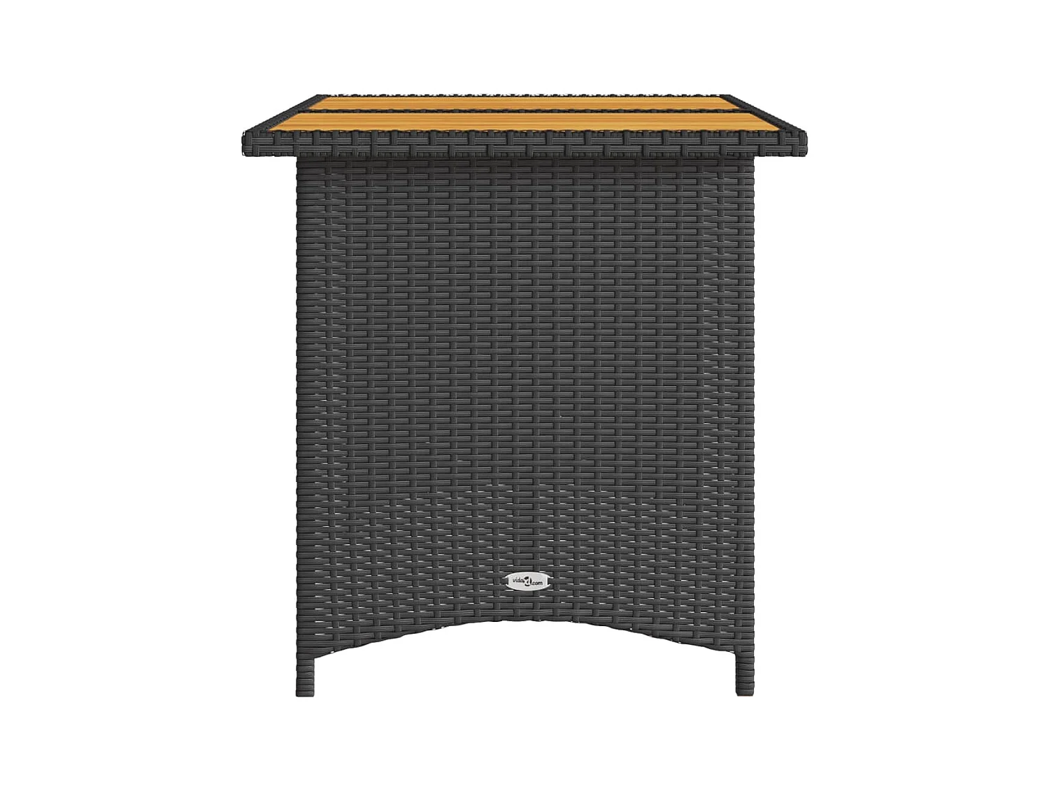 Table de jardin et dessus en bois noir 110x68x70 poly rotin