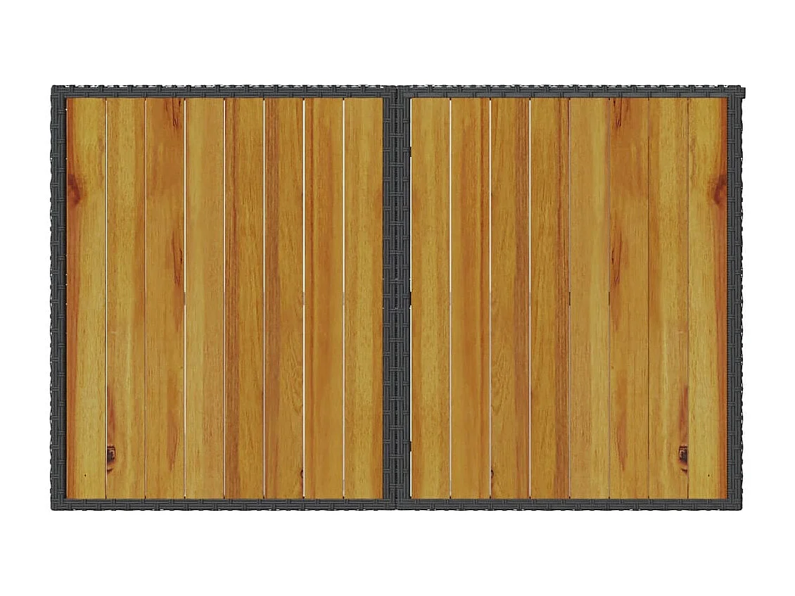 Table de jardin et dessus en bois noir 110x68x70 poly rotin