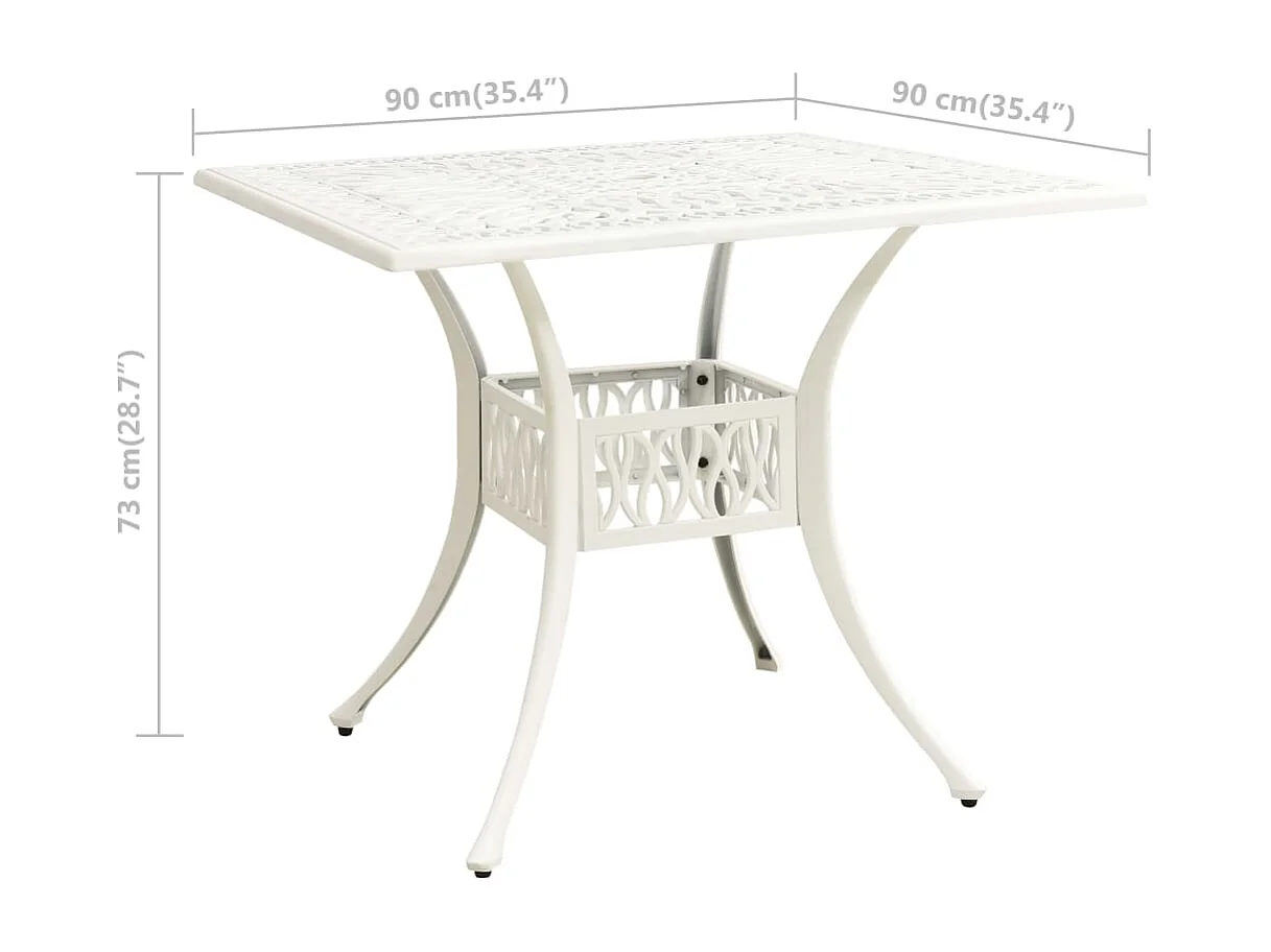 Table de jardin Blanc 90x90x73 Aluminium coulé
