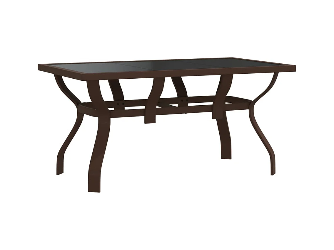 Table de jardin Marron et noir 140x70x70 Acier et verre