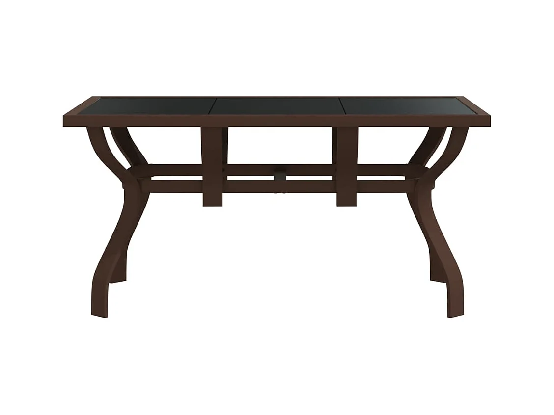 Table de jardin Marron et noir 140x70x70 Acier et verre