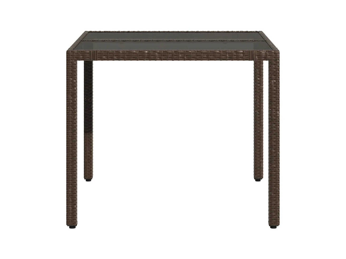 Table de jardin avec dessus en verre marron résine tressée