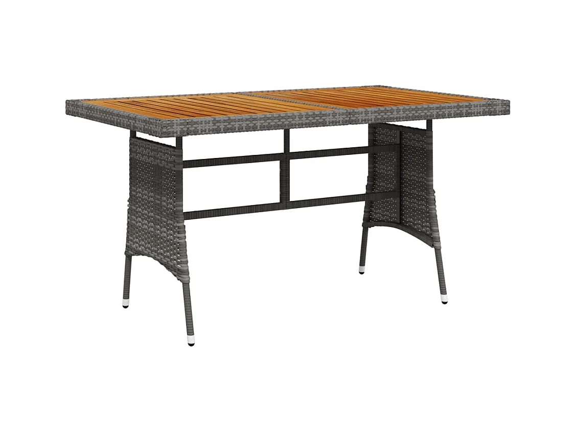 Table de jardin Gris 130x70x72 Résine tressée et acacia