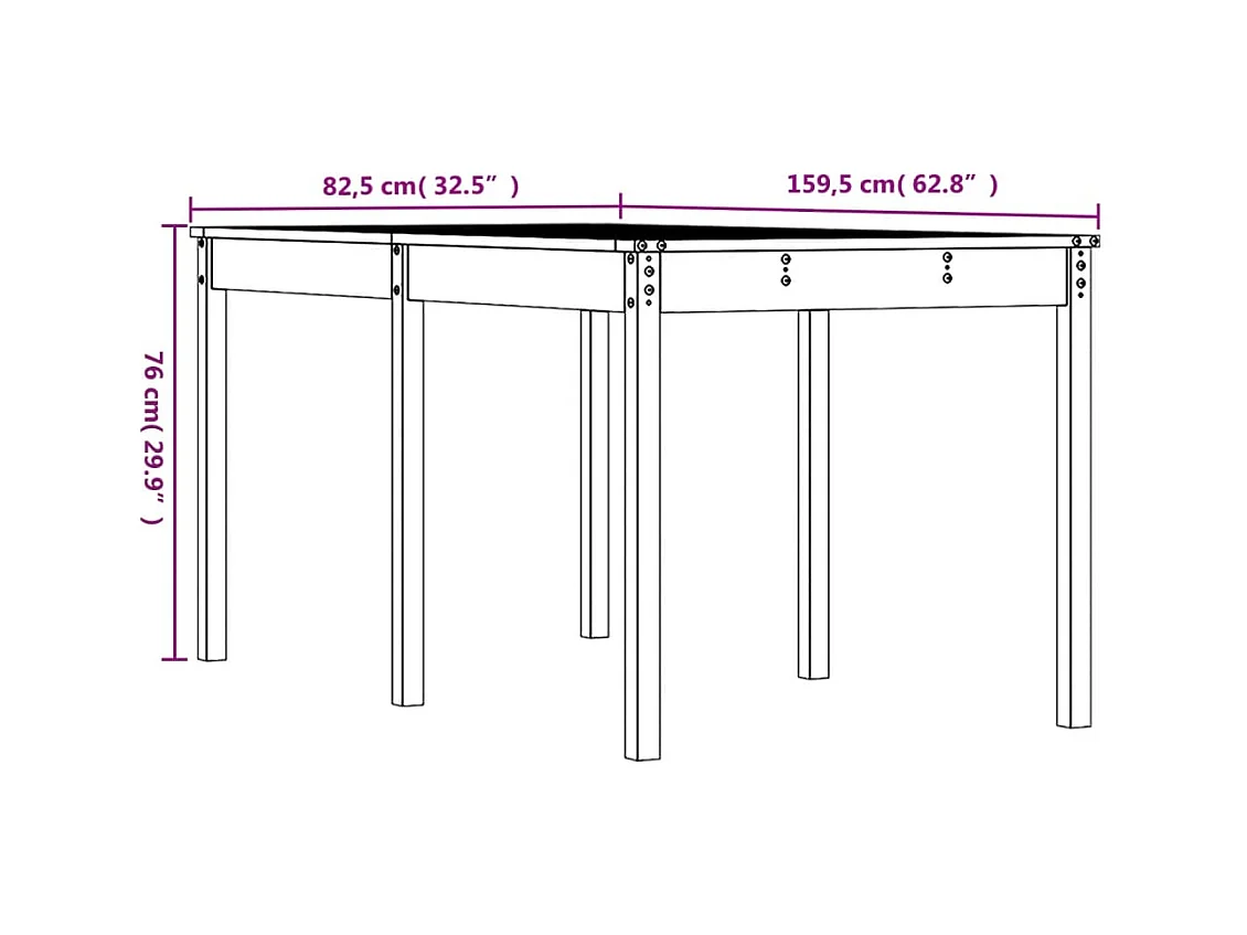 Table de jardin 159,5x82,5x76 bois massif de douglas