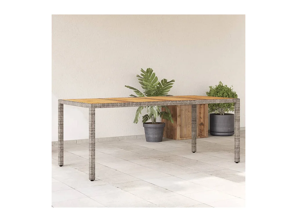Table de jardin et dessus en bois d'acacia gris résine tressée
