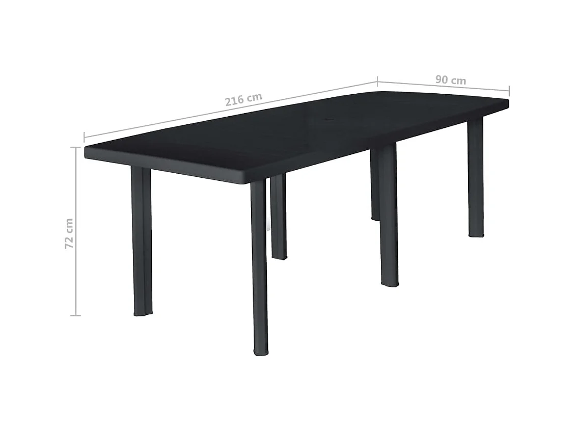 Table de jardin Anthracite 216x90x72 Plastique