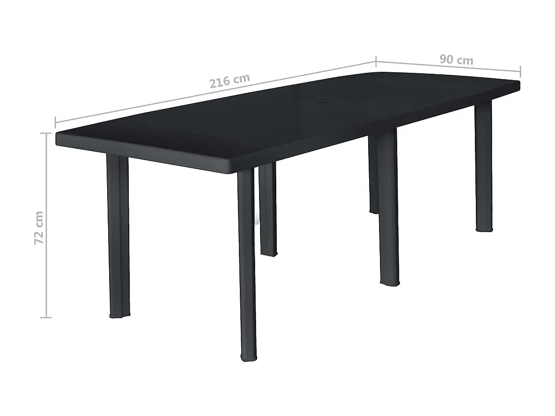 Table de jardin Anthracite 216x90x72 Plastique