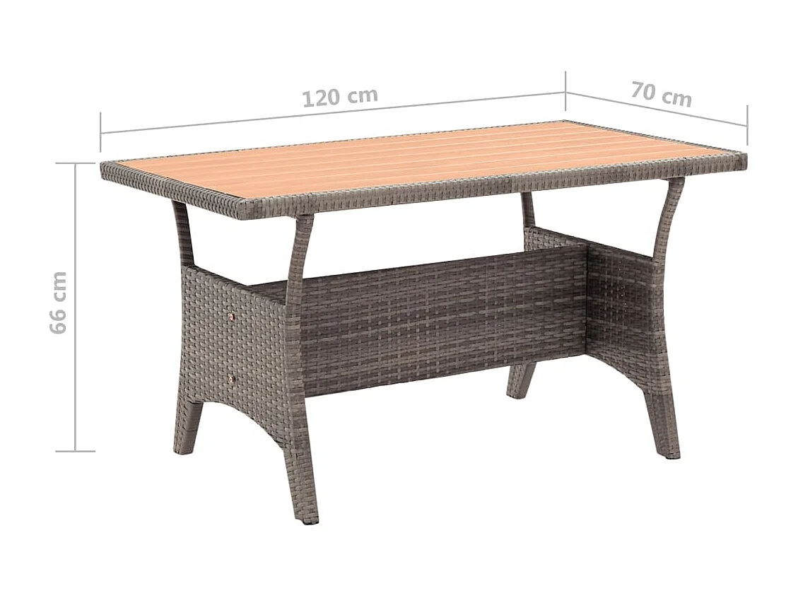 Table de jardin Gris 120x70x66 Résine tressée